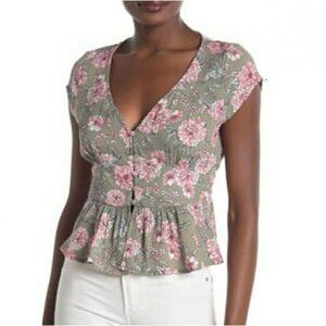 NWT CHANCE V-Neck Floral Print Blouse‎